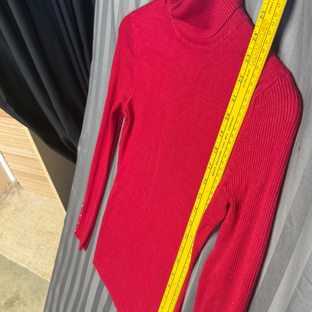 White House Black Market Red Turtleneck Sweater Buttons Size S - Picture 5 of 11